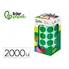 Gomets liderpapel autoadhesivo circulos 20 mm verde rollo de 2000 unidades en caja de carton
