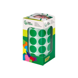 Gomets liderpapel autoadhesivo circulos 20 mm verde rollo de 2000 unidades en caja de carton