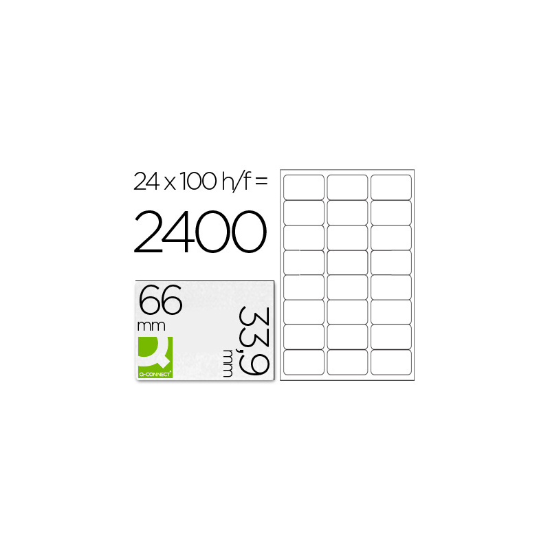 Etiqueta adhesiva q-connect kf10639 tamaño 66x33,9 mm fotocopiadora laser ink-jet caja con 100 hojas din a4