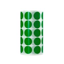 Gomets liderpapel autoadhesivo circulos 20 mm verde rollo de 2000 unidades en caja de carton