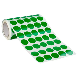 Gomets liderpapel autoadhesivo circulos 20 mm verde rollo de 2000 unidades en caja de carton