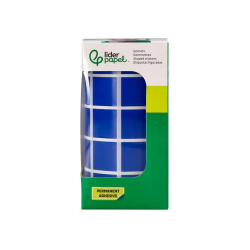 Gomets liderpapel autoadhesivo cuadrado 20x20 mm azul rollo de 2000 unidades en caja de carton
