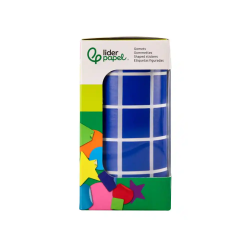 Gomets liderpapel autoadhesivo cuadrado 20x20 mm azul rollo de 2000 unidades en caja de carton