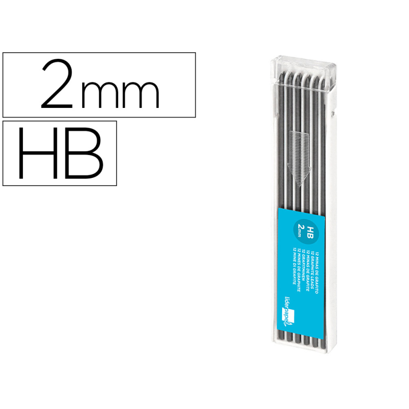 Minas liderpapel grafito 2 mm estuche de 12 minas longitud 120 mm