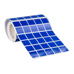 Gomets liderpapel autoadhesivo cuadrado 20x20 mm azul rollo de 2000 unidades en caja de carton