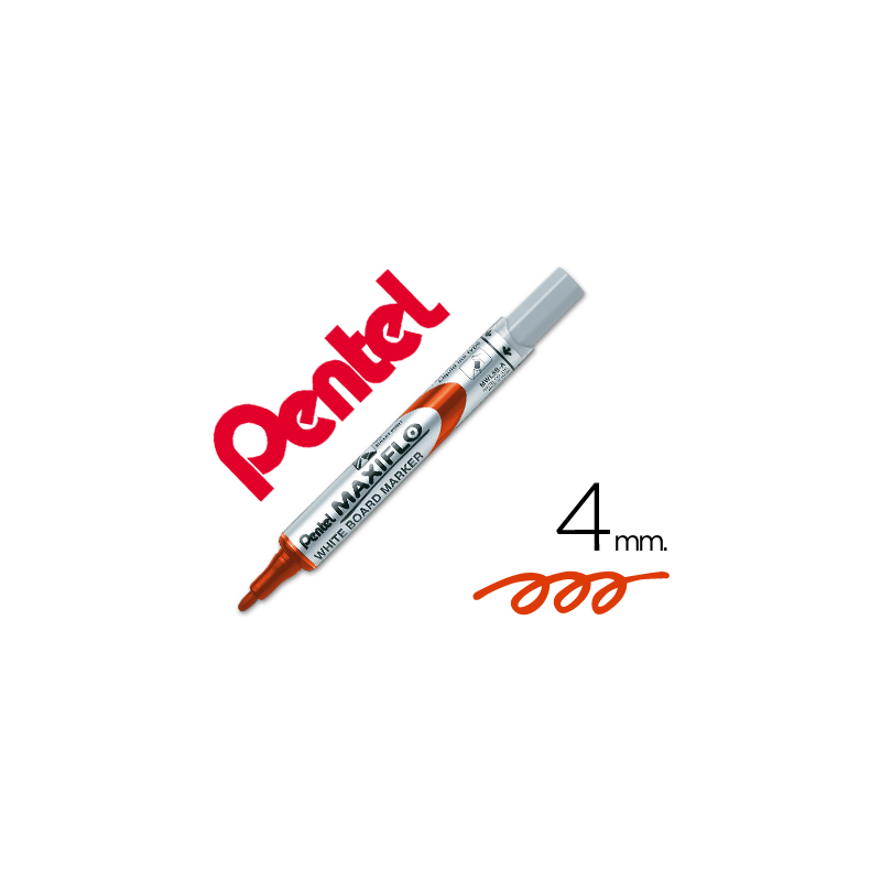 Rotulador maxiflo pentel para pizarra blanca color rojo