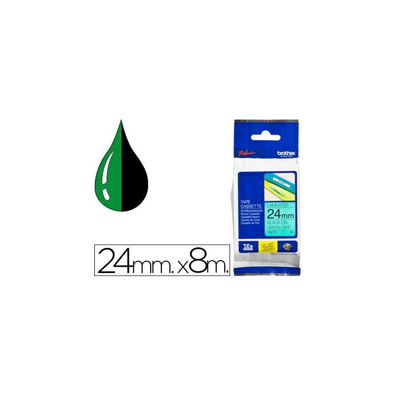 Cinta brother tze751 verde-negro 24mm longitud 8 mt