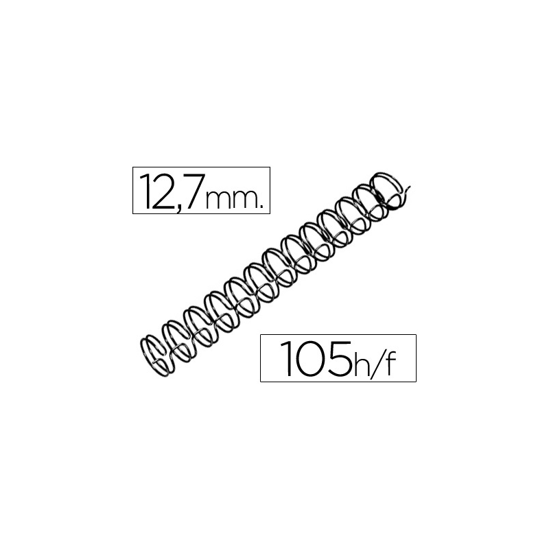 Espiral wire 3:1 12,7 mm n.8 negro capacidad 105 hojas caja de 100 unidades