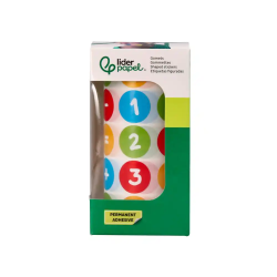 Gomets liderpapel autoadhesivo redondo numeros 20 mm colores surtidos rollo de 1000 unidades en caja de carton