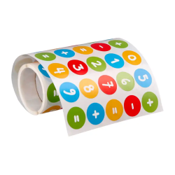 Gomets liderpapel autoadhesivo redondo numeros 20 mm colores surtidos rollo de 1000 unidades en caja de carton