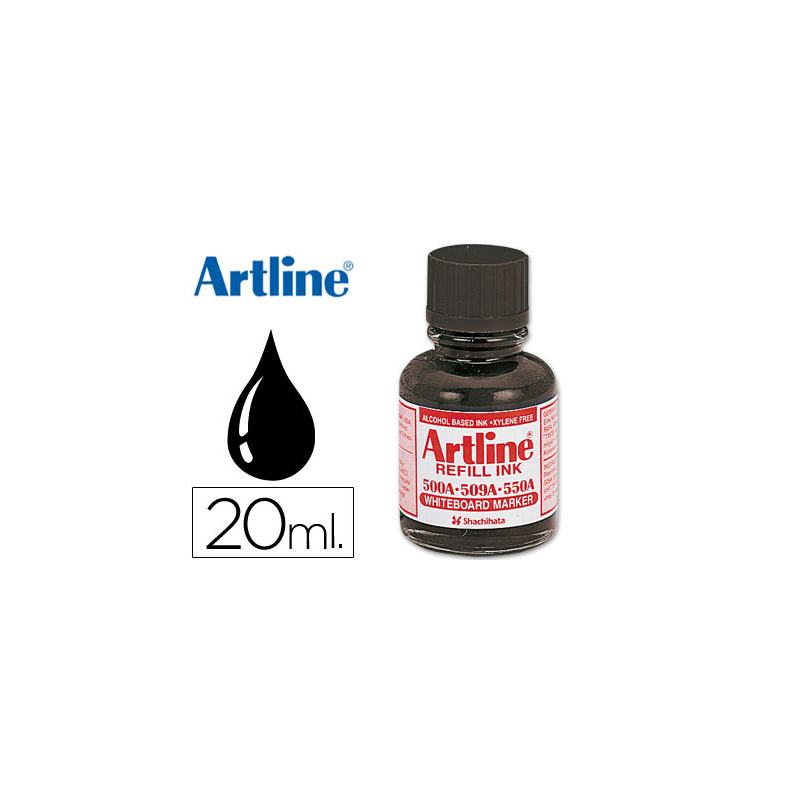 Tinta artline negro para rotulador pizarra blanca 500a bote 20 ml