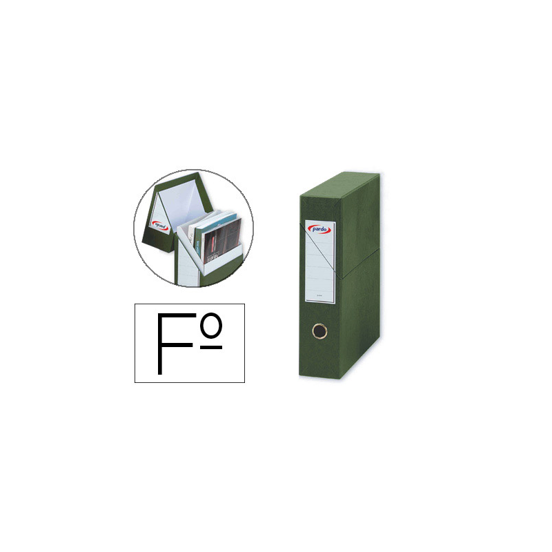 Archivador con tapa pardo carton forrado ollao lomo din a4 80 mm color verde 335x250x80 mm