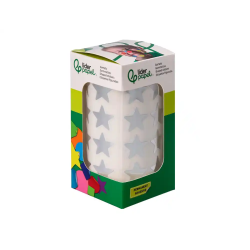Gomets liderpapel autoadhesivo estrellas plateadas 20 mm 1500 unidades en caja de carton