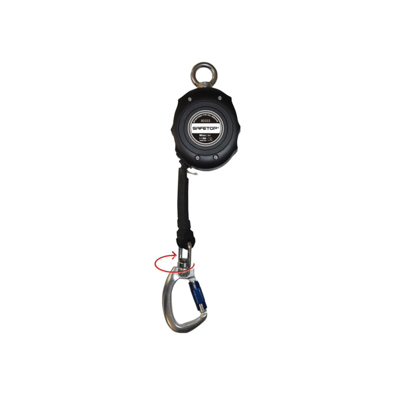 Anticaidas safetop roller-x retractil cinta 3 m con conectores giratorios