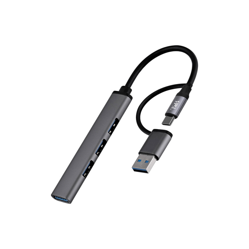 Hub tnb ultrafino usb-a /usb-c 4xusb-a color aluminio