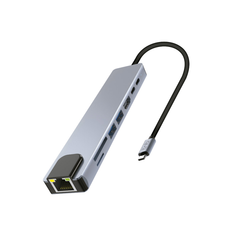 Hub tnb iclik 8 en 1 usb-c color aluminio