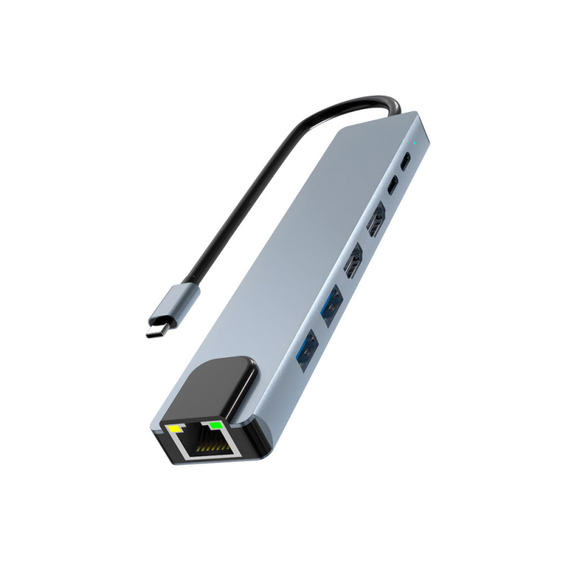 Hub tnb iclik 7 en 1 dual + 4k usb-c color aluminio