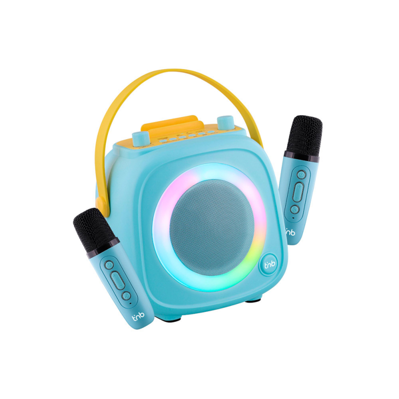 Karaoke tnb infantil 10 w bluetooth con luces led y 2 microfonos color azul