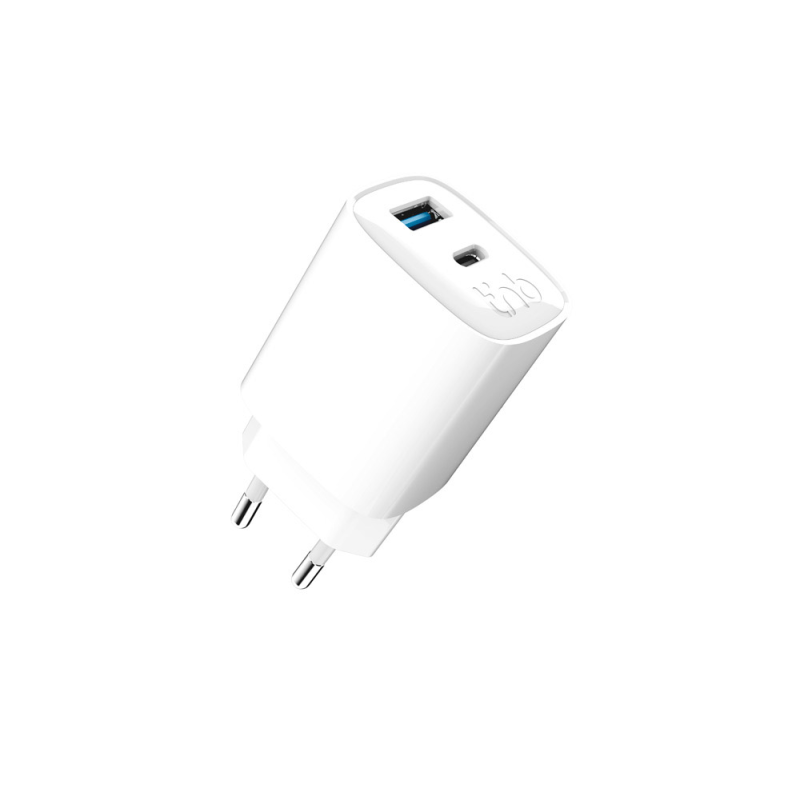 Cargador de pared tnb gan 65 w usb-c + usb a color blanco