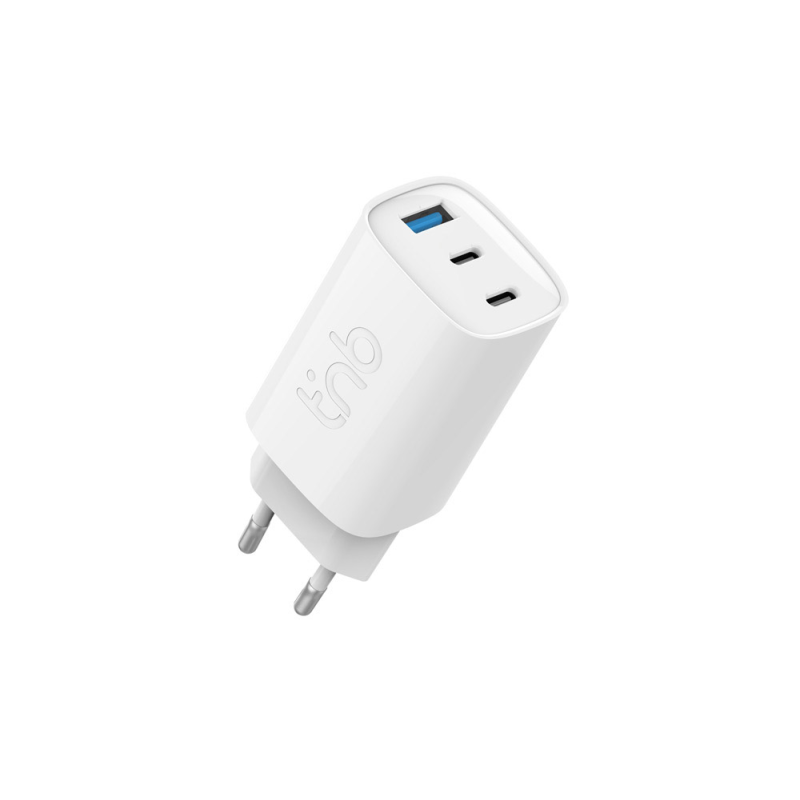 Cargador de pared tnb gan 390 w usb-c + usb a color blanco