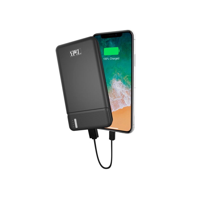 Bateria externa tnb 10000 mah micro usb + usb typo c color negro