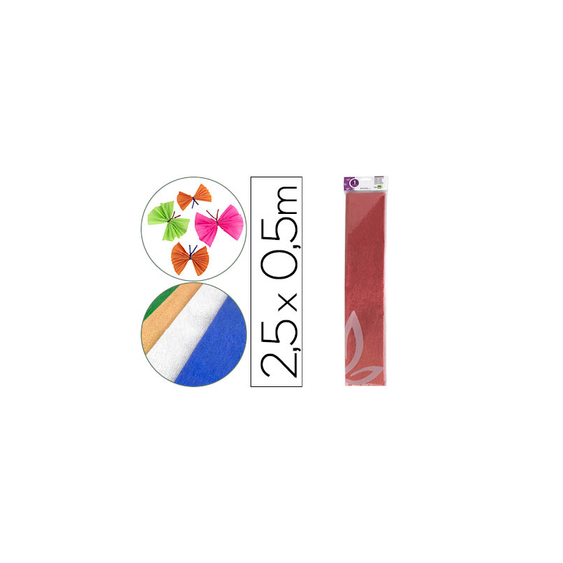 Papel crespon liderpapel 50 cm x 2.5m metalizado rojo