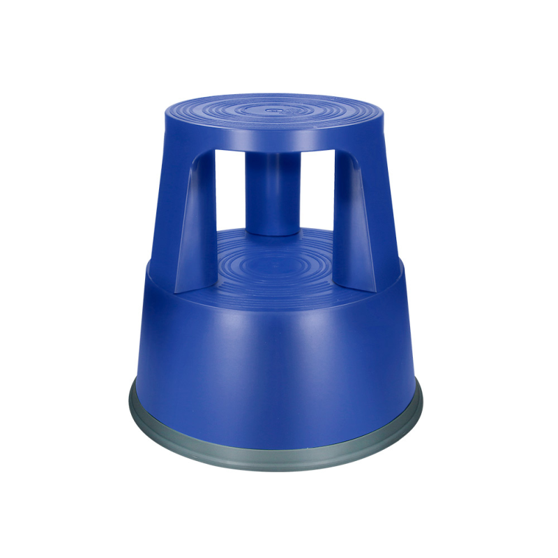 Taburete q-connect ruedas retractiles tres ruedas dos niveles color azul