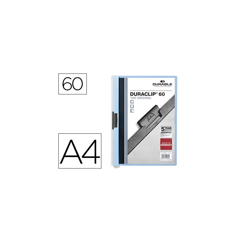 Carpeta duraclip dossier pinza lateral azul capacidad 60 hojas