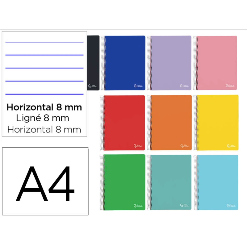 Cuaderno espiral liderpapel a4 micro witty tapa dura 120h 90gr horizontal 8mm 5 bandas 4 taladros colores surtidos
