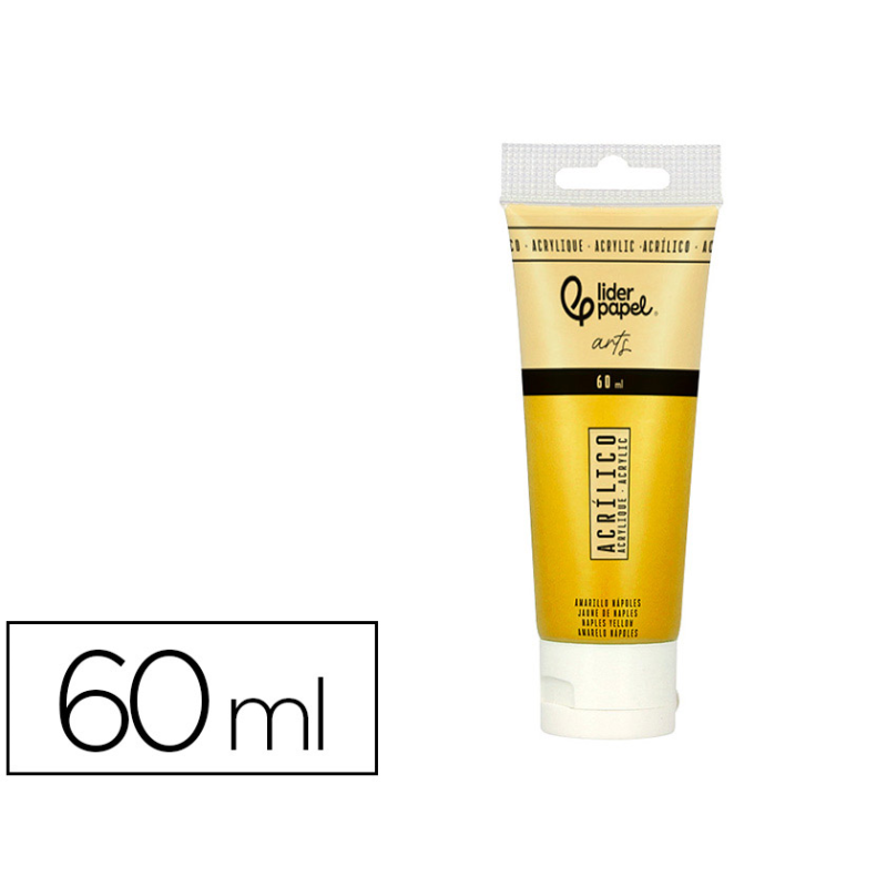 Pintura acrilica liderpapel tubo de plastico de 60 ml color amarillo napoles