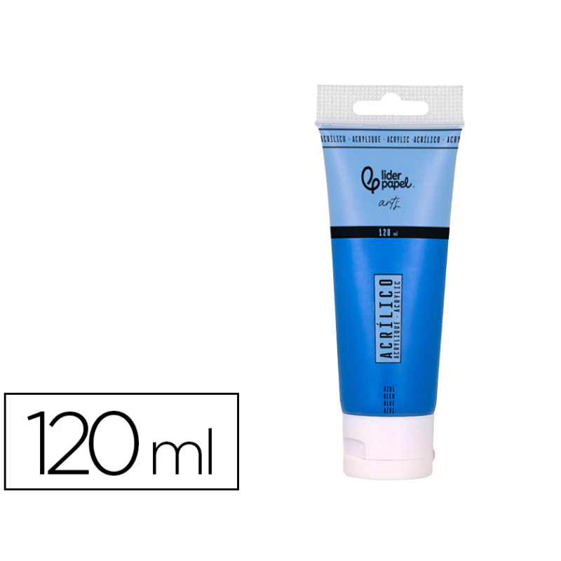 Pintura acrilica liderpapel tubo de plastico de 120 ml color azul