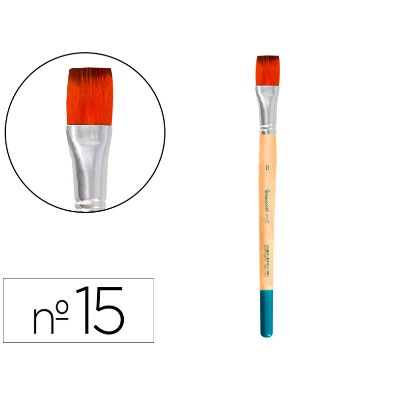 Pincel para pintura acrilica y acuarela liderpapel n 15 punta plana de pelo sintetico certificado fsc
