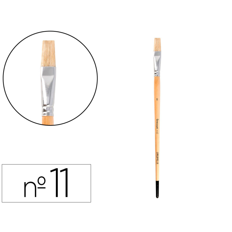 Pincel para pintura al oleo y acrilica liderpapel n 11 punta plana de pelo de cerda certificado fsc