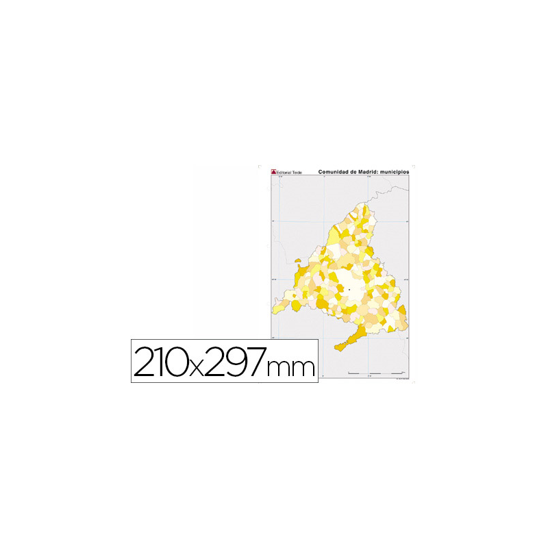 Mapa mudo color din a4 comunidad de madrid politico