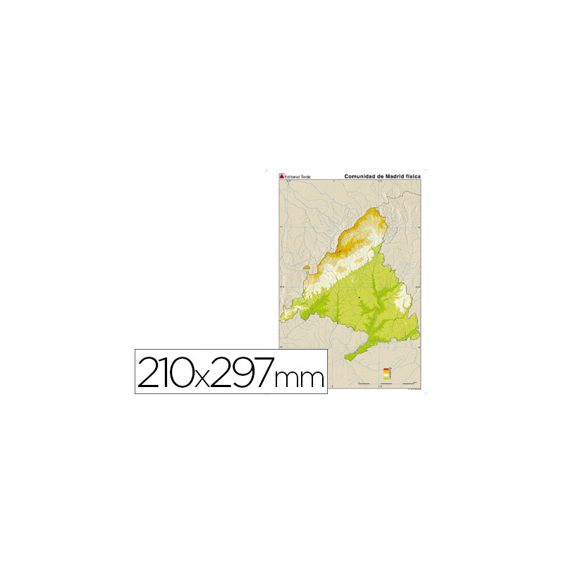 Mapa mudo color din a4 madrid comunidad de madrid fisico