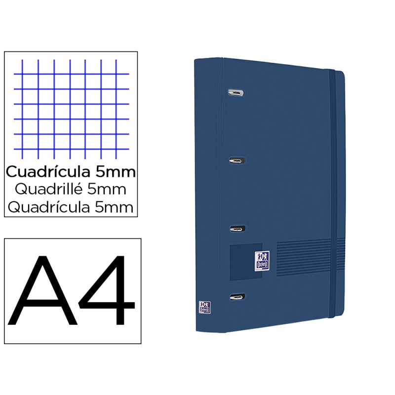 Carpeta 4 anillas oxford europeanbinder live&go tapa polifoam din a4 + recambio 120 hojas cuadro 5 mm azul