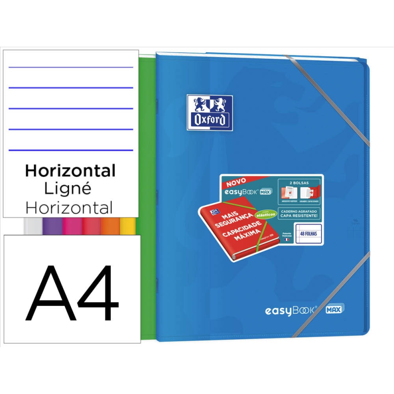 Libreta escolar oxford easybook tapa plastico din a4+ 48 hojas horizontal colores surtidos