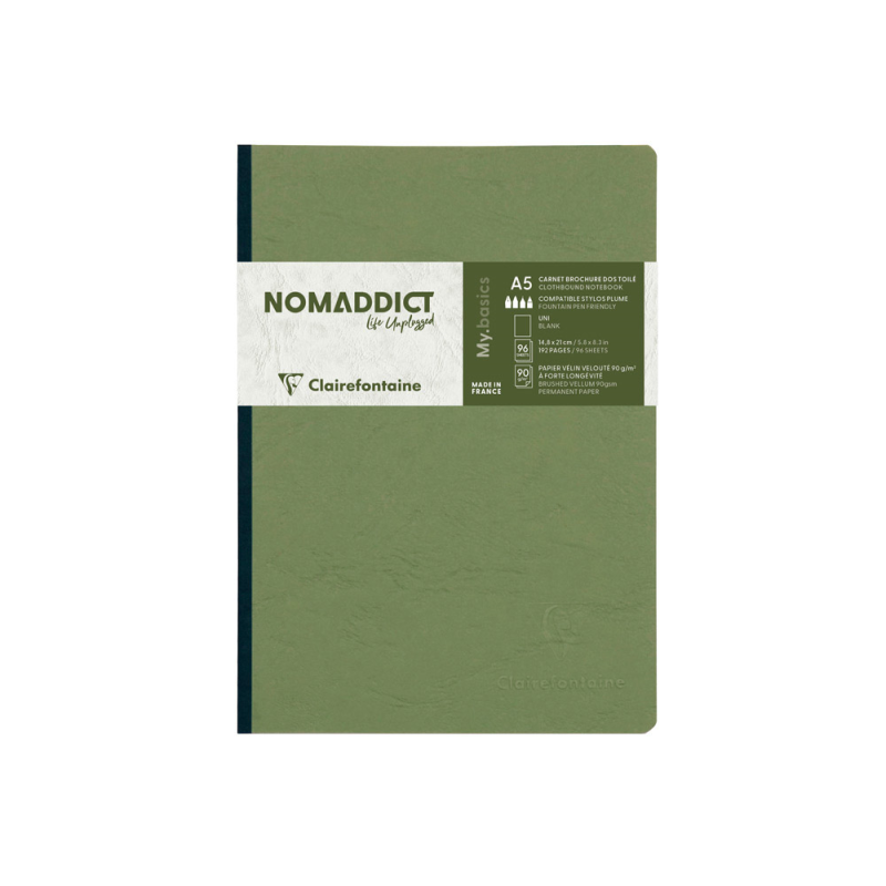 Libreta cosida clairefontaine 14,8x21 cm 96 hojas age-bag liso verde