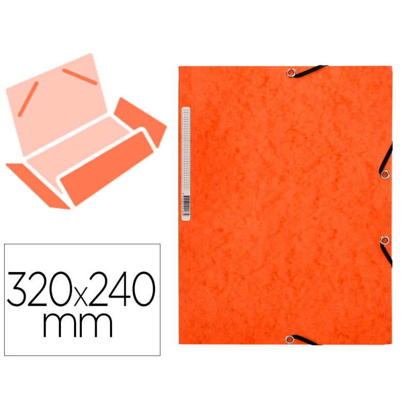 Carpeta q-connect gomas kf02170 carton simil-prespan solapas 320x243 mm naranja
