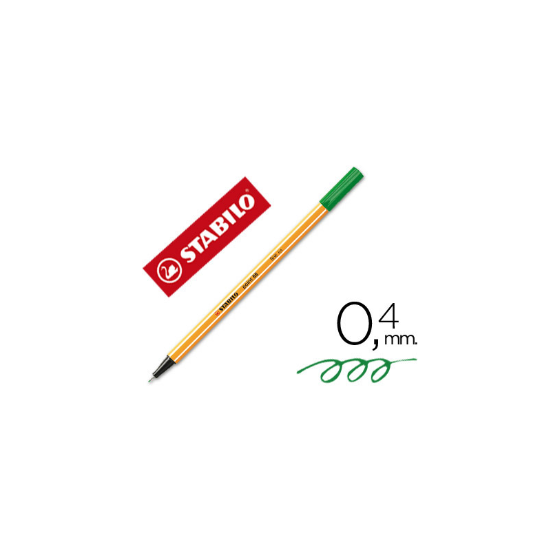 Rotulador stabilo punta de fib ra point 88 verde hoja punta fina 0,4mm