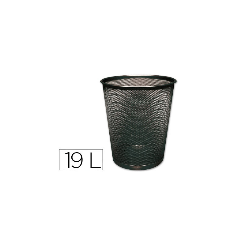 Papelera metalica q-connect negra rejilla 295x345mm