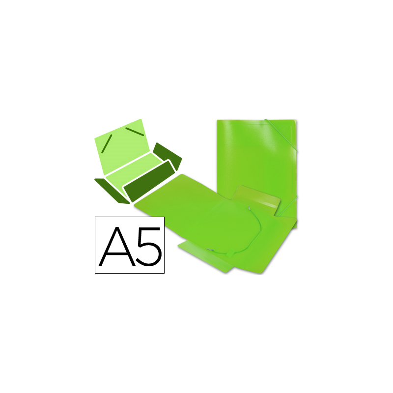 Carpeta liderpapel gomas tres solapas polipropileno din a5 color verde