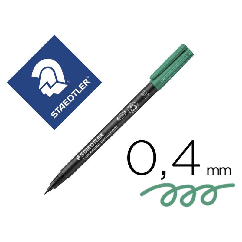 Rotulador staedtler lumocolor retroproyeccion punta de fibra permanente 313-5 verde punta super fina redonda 0.4 mm