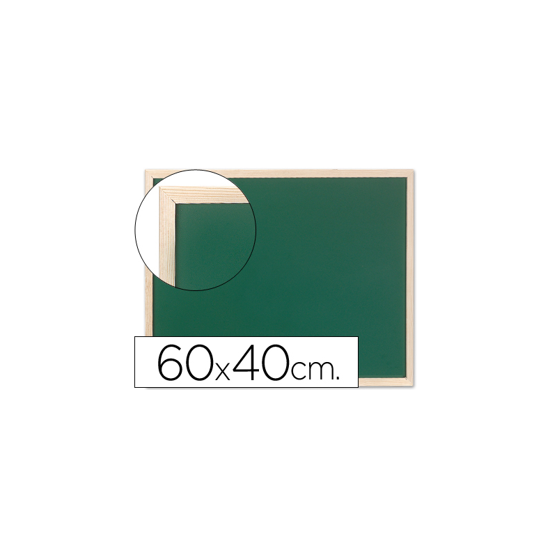 Pizarra verde q-connect marco de madera 60x40 cm sin repisa