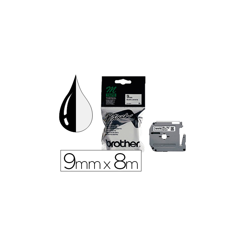Cinta brother mk-221 blanco-negro 9mm longitud 8 mt