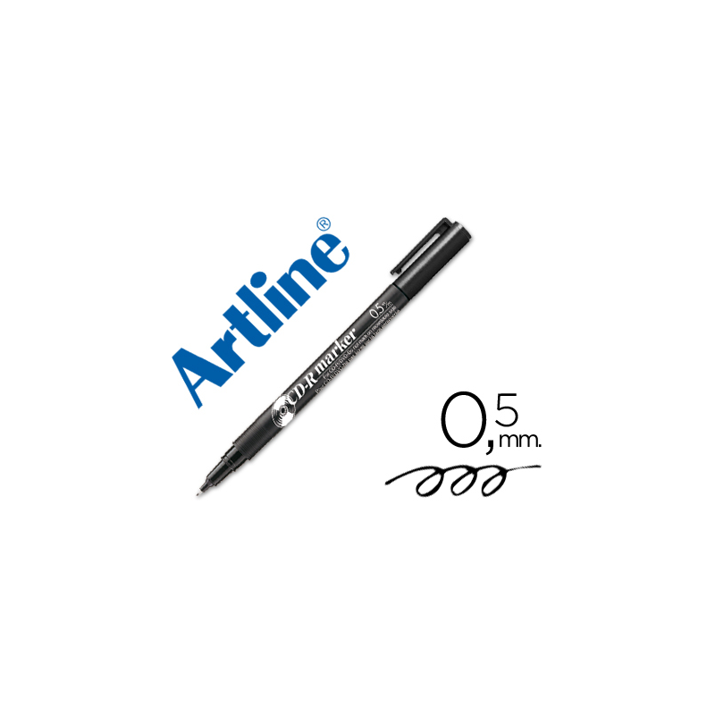 Rotulador artline para cd punta de fibra permanente ek-883 negro -punta redonda 0.5 mm