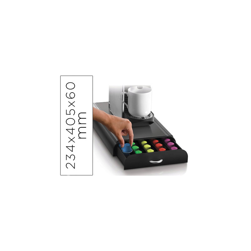 Cajon organizador cep poliestireno con 5 compartimentos color negro especial capsulas monodosis