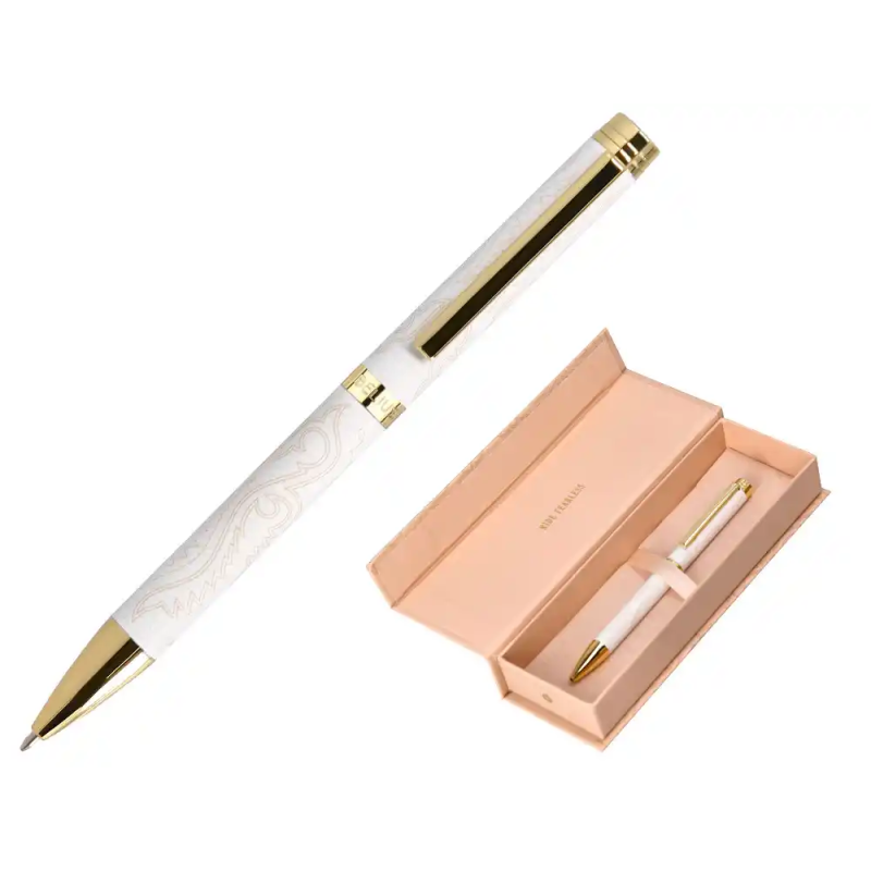 Boligrafo belius wild west aluminio color crema dorado tinta color azul caja de diseño