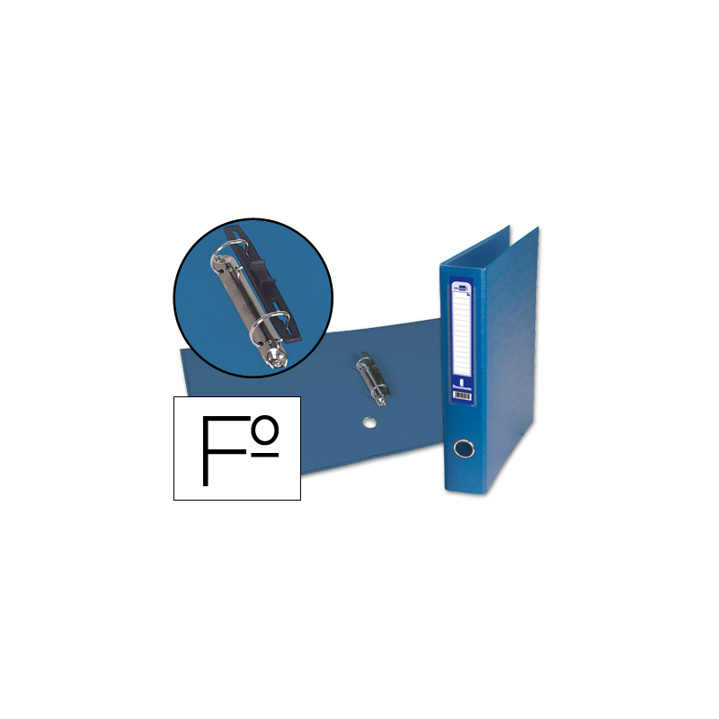 Carpeta de 2 anillas mixta 40 mm liderpapel folio carton forrado paper coat con ollao y tarjetero color azul