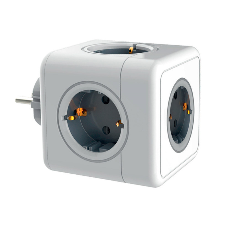 Regleta q-connect de cubo enchufe multiple power cube 5 en 1 directo a pared 5 tomas de corriente 75x75x112mm
